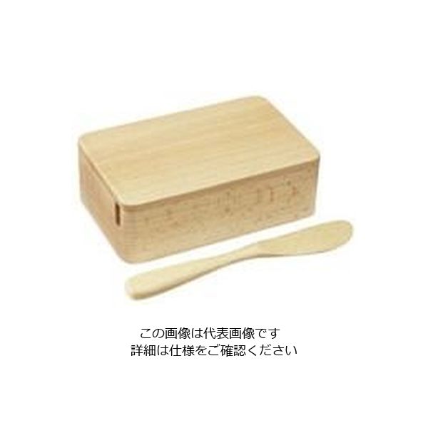 丸十 ブナ くりぬき バターケース バターナイフ付 V-102 1個 64-2536-77（直送品）