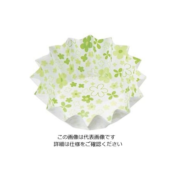 アヅミ産業 紙カップココケース ひまわり 小 小花柄 グリーン(500枚入) 64-4201-36 1枚(500枚)（直送品）