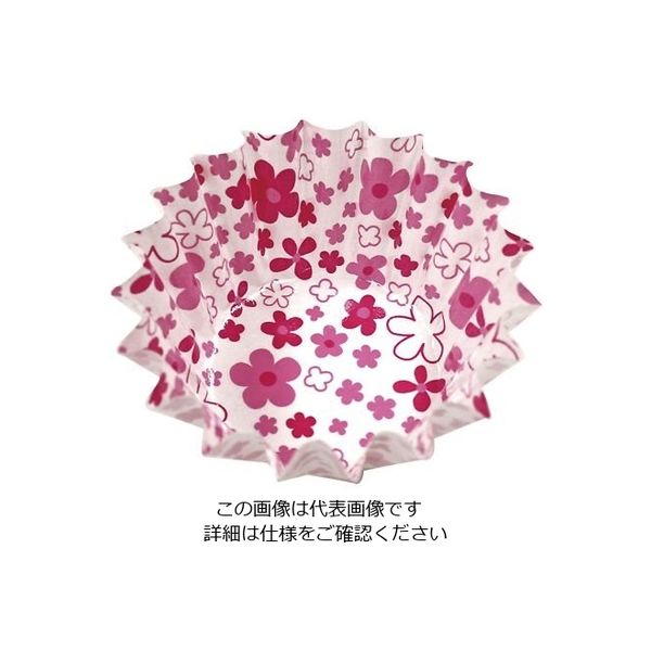 アヅミ産業 紙カップ ココケース 丸型(500枚入) 小花柄 8号深 ピンク 64-4201-49 1枚(500枚)（直送品）