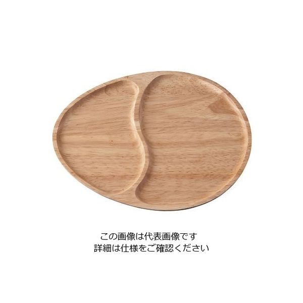 遠藤商事 木製プレート 2仕切 エッグ型 KU-0009 1個 64-4202-39（直送品）