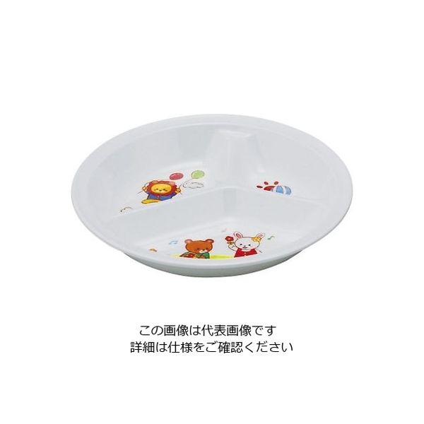 アヅミ産業 メラミンお子様食器 「みんなともだち。」 3ッ切ランチ皿 YMA-1 1個 64-4205-63（直送品）