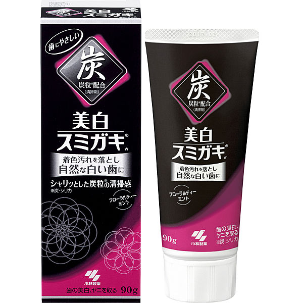 美白スミガキ 炭粒（炭・シリカ）配合 フローラルティーミントの香り 90ｇ 小林製薬 美白ホワイトニング 歯磨き粉 歯みがき