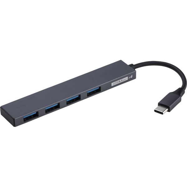 ナカバヤシ アルミ極薄USBハブ【STIX】　USB3.1Gen1(3.0) Type-C変換4ポートハブ/グレー UH-C3224GY（直送品）