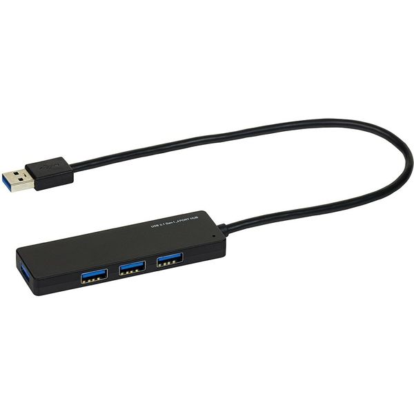 ナカバヤシ USB3.1Gen1 4ポートハブ【UH-3184シリーズ】30cmブラック UH-3184BK 1個（直送品）