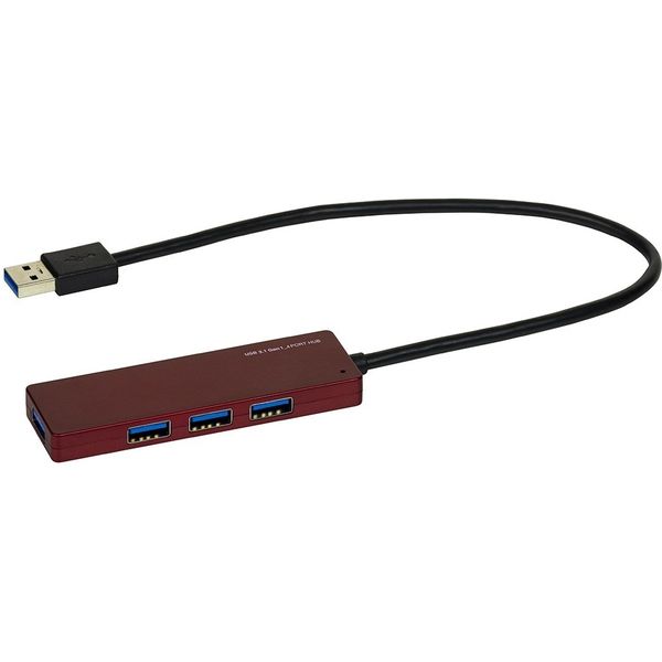 ナカバヤシ USB3.1Gen1 4ポートハブ【UH-3184シリーズ】30cmレッド UH-3184R 1個（直送品）