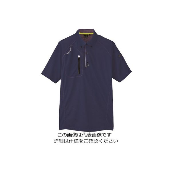 アイトス 半袖ボタンダウンポロシャツ(男女兼用) ネイビー 3L 10605-008-3L 1着 144-2782（直送品）
