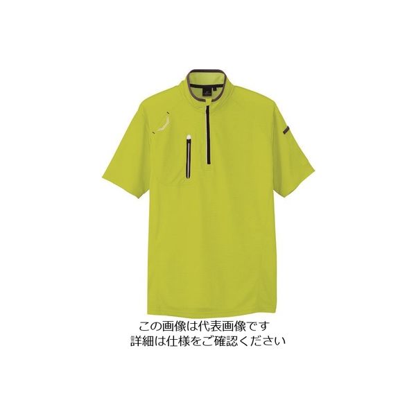 アイトス 半袖ハーフZIPシャツ(男女兼用) ライム SS 10607-016-SS 1着 144-9008（直送品）