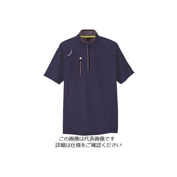 アイトス 半袖ハーフZIPシャツ(男女兼用) ネイビー S 10607-008-S 1着 144-9104（直送品）