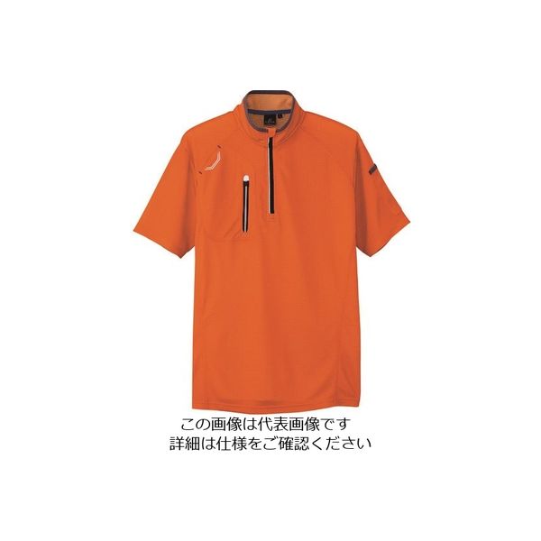 アイトス 半袖ハーフZIPシャツ(男女兼用) オレンジ M 10607-163-M 1着 143-8035（直送品）