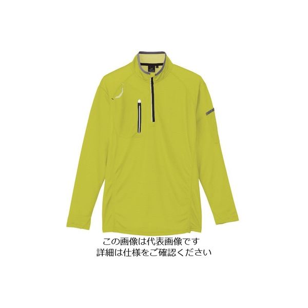 アイトス 長袖ハーフZIPシャツ(男女兼用) ライム 4L 10606-016-4L 1着 145-0595（直送品）