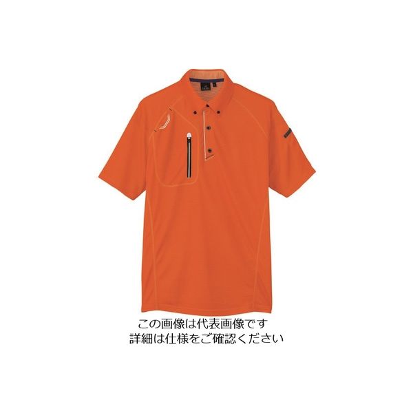アイトス 半袖ボタンダウンポロシャツ(男女兼用) オレンジ 3L 10605-163-3L 1着 145-0630（直送品）