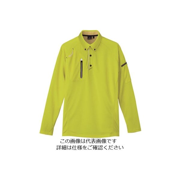 アイトス 長袖ボタンダウンポロシャツ(男女兼用) ライム 5L 10604-016-5L 1着 145-2145（直送品）
