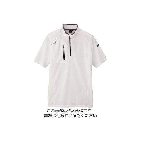 アイトス 半袖ハーフZIPシャツ(男女兼用) ホワイト 6L 10607-001-6L 1着 144-5916（直送品）