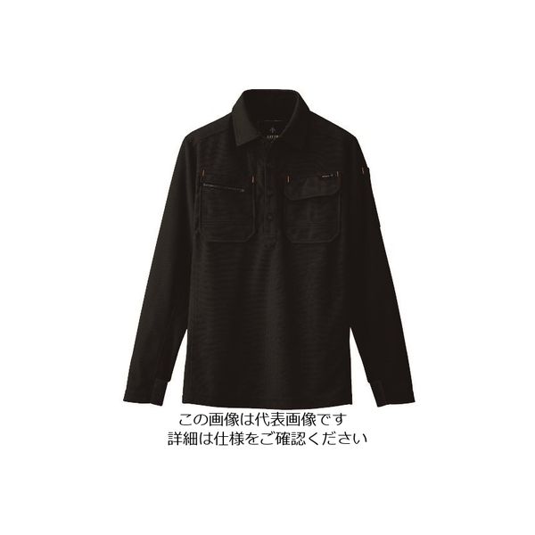 アイトス 長袖ポロシャツ(男女兼用) ブラック 4L 10608-010-4L 1着 143-9613（直送品）