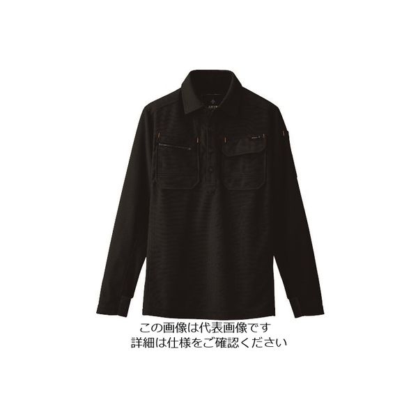 アイトス 長袖ポロシャツ(男女兼用) ブラック L 10608-010-L 1着 144-2762（直送品）
