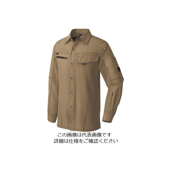 アイトス 長袖シャツ(男女兼用) カーキ L 30435-025-L 1着 144-5863（直送品）