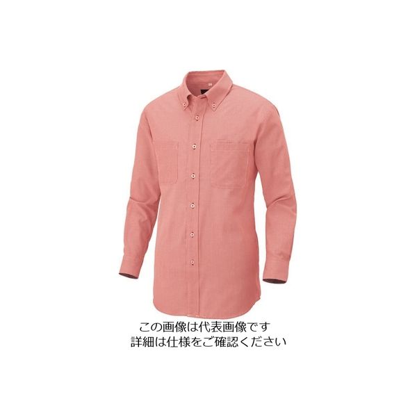 アイトス 長袖ボタンダウンシャツ(コードレーン)(男女兼用) レッド L 50401-109-L 1着 143-4896（直送品）
