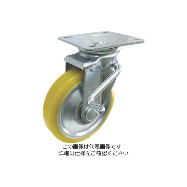 ヨドノ 中荷重用帯電防止ウレタンキャスター(ベアリング入)自在金具ストッパー付 EUW-JB200 1個 857-3308（直送品）