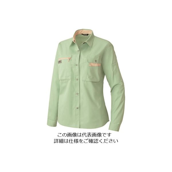 アイトス レディース長袖シャツ(薄地) グリーン×ライトベージュ 15 5329-015-15 1着 144-4040（直送品）