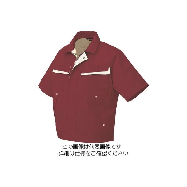 アイトス 半袖ブルゾン(配色)(男女兼用) ワインレッド×アイボリー SS 5571-009-SS 1着 144-2243（直送品）