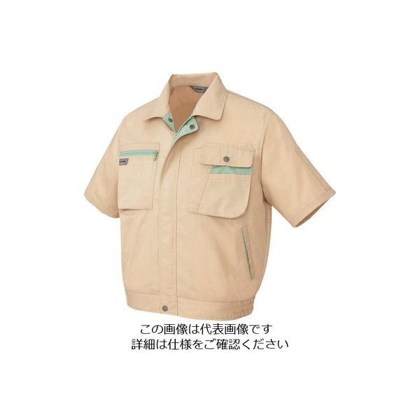 アイトス 半袖ブルゾン(男女兼用) ライトベージュ×グリーン M 5321-002-M 1着 143-2838（直送品）