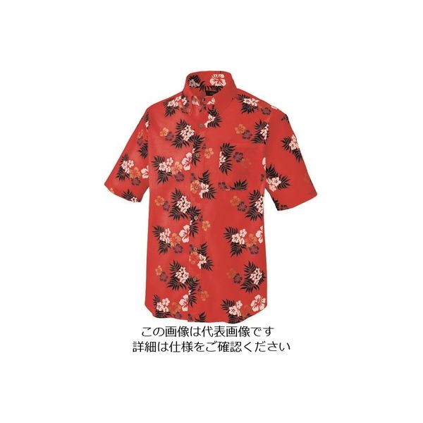 アイトス ボタンダウンアロハシャツ(カジーマ)(男女兼用) レッド L 56110-009-L 1着 143-0039（直送品）