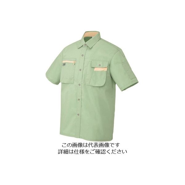 アイトス 半袖シャツ(男女兼用) グリーン×ライトベージュ 4L 5326-015-4L 1着 144-4121（直送品）