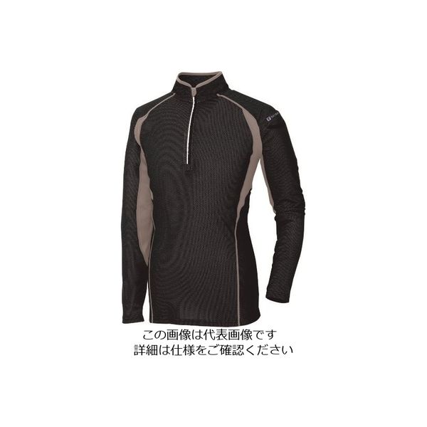 アイトス ハーフZIP長袖シャツ ブラック 4L 551031-010-4L 1着 145-2246（直送品）