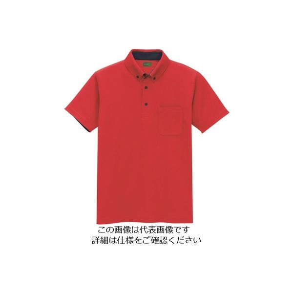 アイトス 制電半袖ポロシャツ(男女兼用) レッド M 50006-009-M 1着 143-6459（直送品）