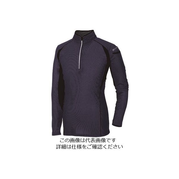 アイトス ハーフZIP長袖シャツ ネイビー LL 551031-008-LL 1着 143-4878（直送品）
