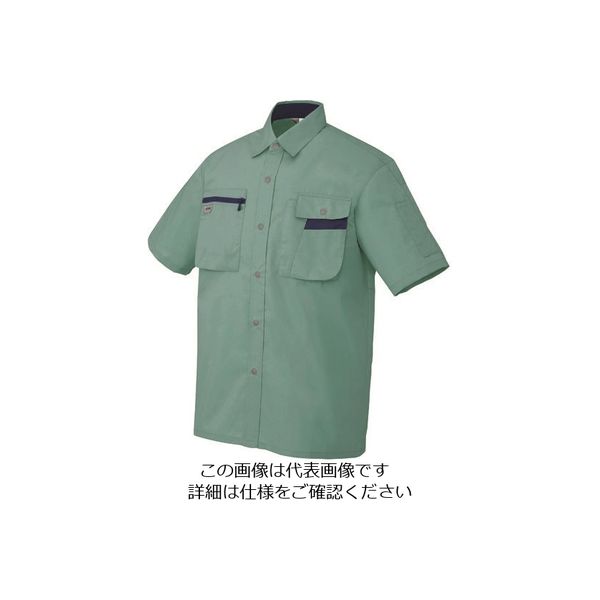 アイトス 半袖シャツ(男女兼用) ターコイズ×ネイビー L 5326-027-L 1着 143-9379（直送品）