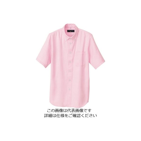 アイトス 半袖ボタンダウンシャツ(ヘリンボーン)(男女兼用) ピンク L 50404-060-L 1着 143-4939（直送品）