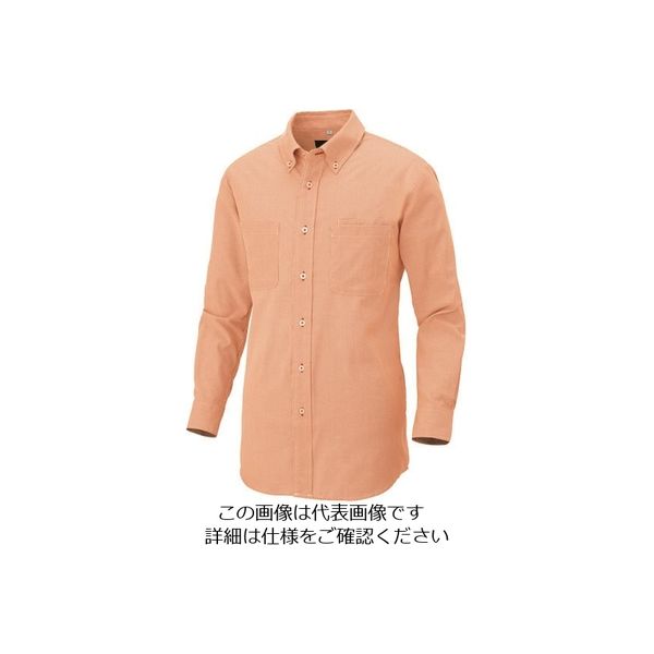 アイトス 長袖ボタンダウンシャツ(コードレーン)(男女兼用) オレンジ L 50401-163-L 1着 143-9705（直送品）