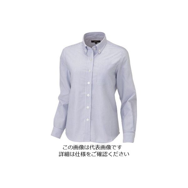 アイトス レディース長袖オックスボタンダウンシャツ サックスストライプ M 7871-107-M 1着 144-1050（直送品）