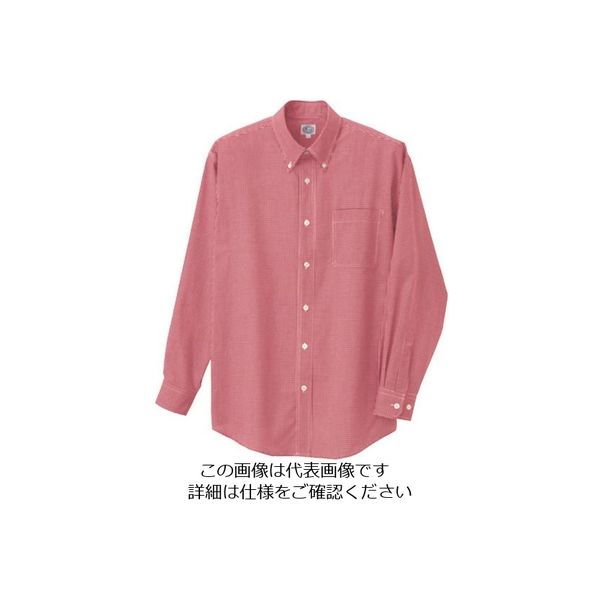 アイトス 長袖ギンガムチェックボタンダウンシャツ(男女兼用) レッド 5L 7824-009-5L 1着 144-5773（直送品）