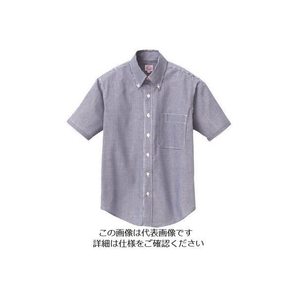 アイトス 半袖ギンガムチェックボタンダウンシャツ(男女兼用) ネイビー LL 7825-008-LL 1着 143-6341（直送品）