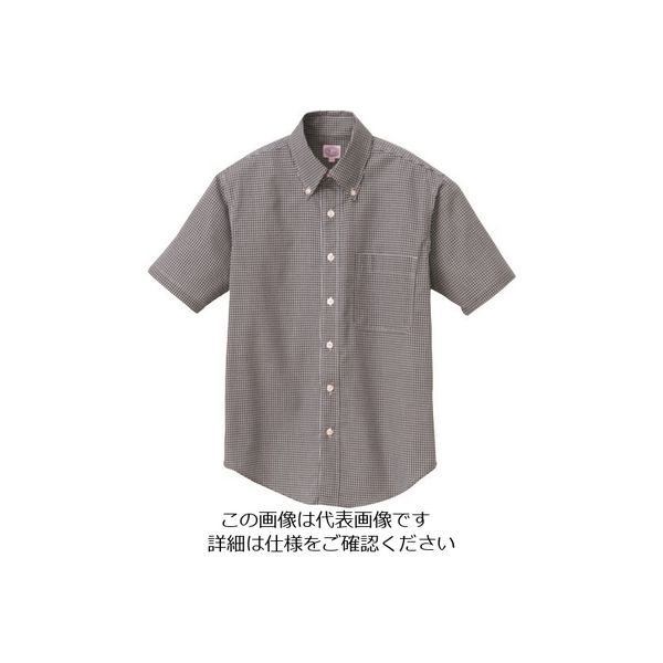 アイトス 半袖ギンガムチェックボタンダウンシャツ(男女兼用) ブラック 3S 7825-010-3S 1着 143-9453（直送品）