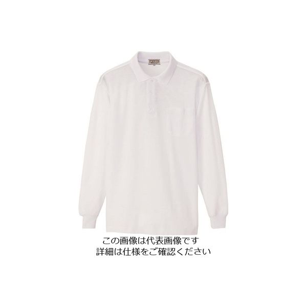 アイトス 長袖ポロシャツ(男女兼用) ホワイト 5L 7614-001-5L 1着 143-3146（直送品）