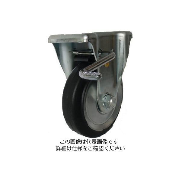 ヨドノ プレス製固定金具ブレーキ付黒ゴム車 75φ WKB75 1個 132-3461（直送品） - アスクル