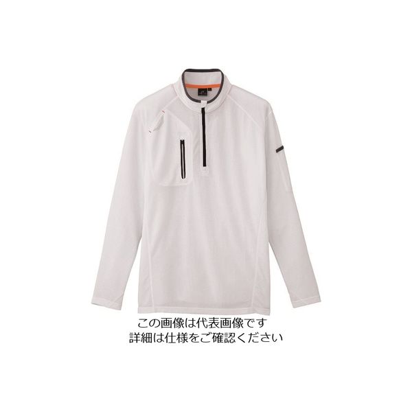 アイトス 長袖ハーフZIPシャツ(男女兼用) ホワイト 5L 10606-001-5L 1着 144-7442（直送品）