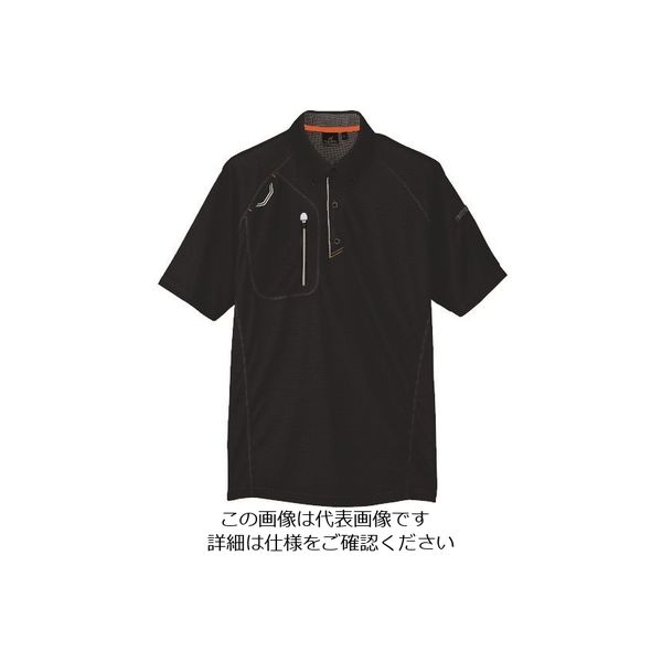 アイトス 半袖ボタンダウンポロシャツ(男女兼用) ブラック 5L 10605-010-5L 1着 144-2675（直送品）