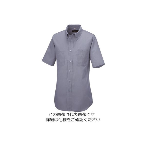 アイトス 半袖ボタンダウンシャツ(コードレーン)(男女兼用) サックス S 50402-107-S 1着 143-9651（直送品）