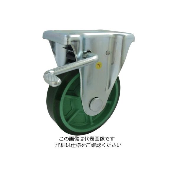 ヨドノ 樹脂製ウレタンゴム車輪(ベアリング無)固定車ストッパー付 PNUAKB100 1個 131-8776（直送品）