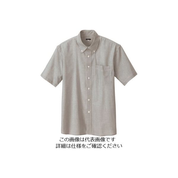 アイトス メンズ半袖オックスボタンダウンシャツ グレーストライプ M 7872-104-M 1着 144-2629（直送品）