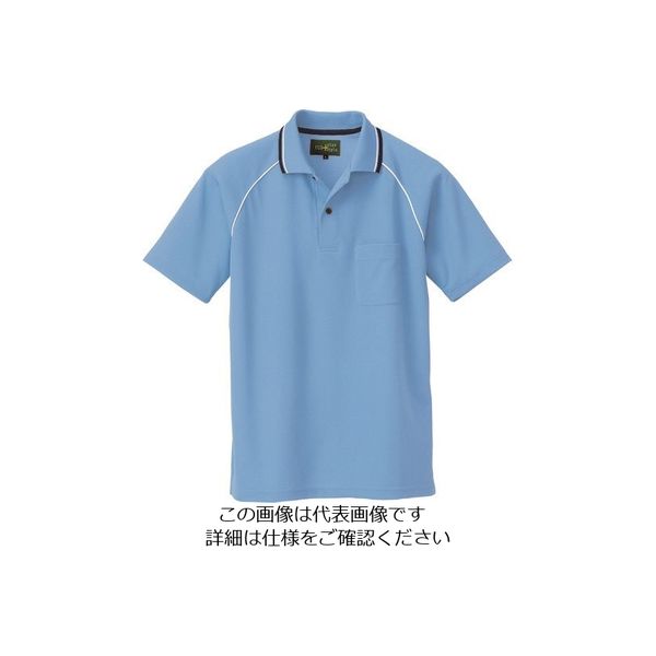 アイトス 制電半袖ポロシャツ(男女兼用) サックス L 50005-007-L 1着 143-8071（直送品）