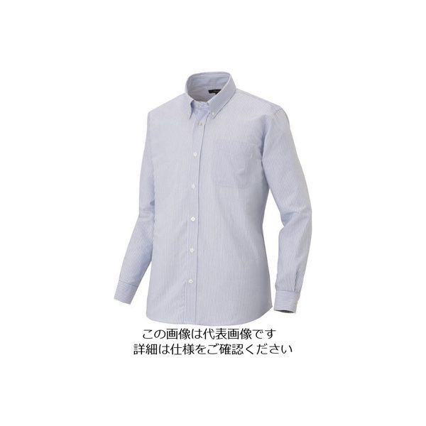 アイトス メンズ長袖オックスボタンダウンシャツ サックスストライプ 4L 7870-107-4L 1着 143-4735（直送品）