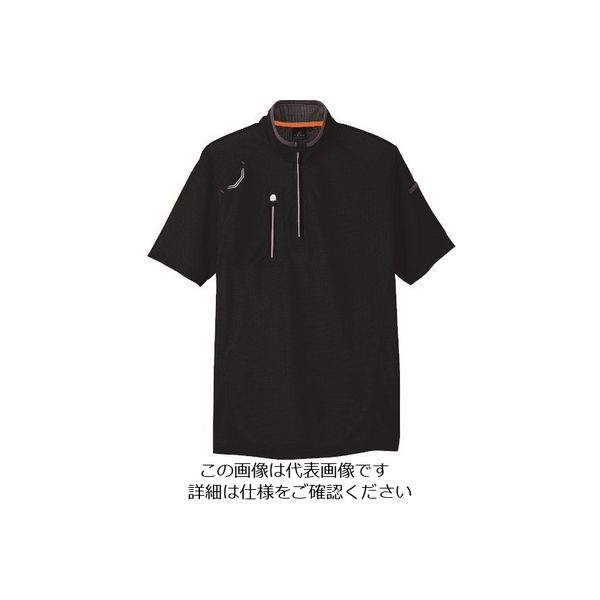 アイトス 半袖ハーフZIPシャツ(男女兼用) ブラック 3L 10607-010-3L 1着 144-5917（直送品）