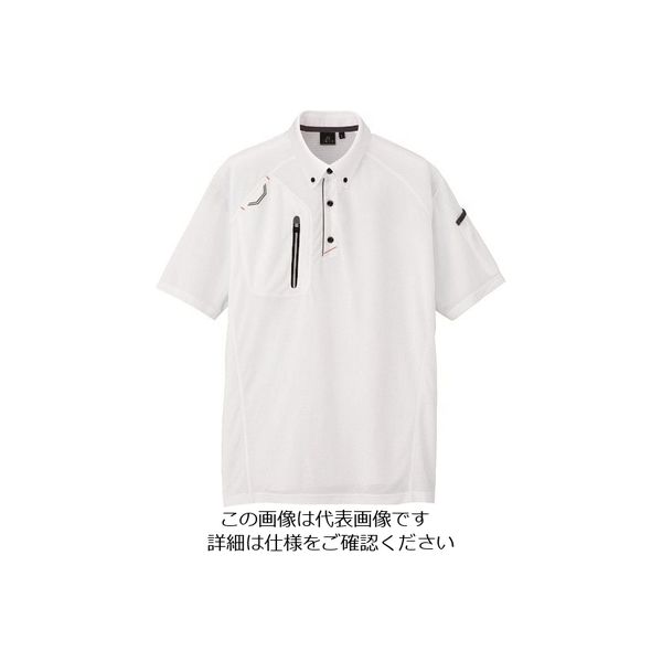 アイトス 半袖ボタンダウンポロシャツ(男女兼用) ホワイト 5L 10605-001-5L 1着 144-2674（直送品）