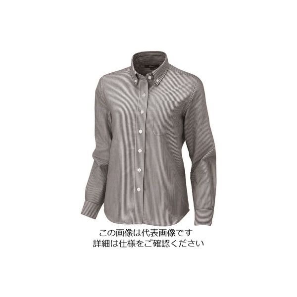 アイトス レディース長袖オックスボタンダウンシャツ グレーストライプ L 7871-104-L 1着 143-4732（直送品）