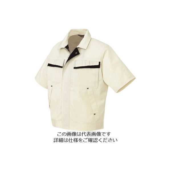 アイトス 半袖ブルゾン(配色)(男女兼用) アイボリー×ディープネイビー S 5571-001-S 1着 145-1821（直送品）